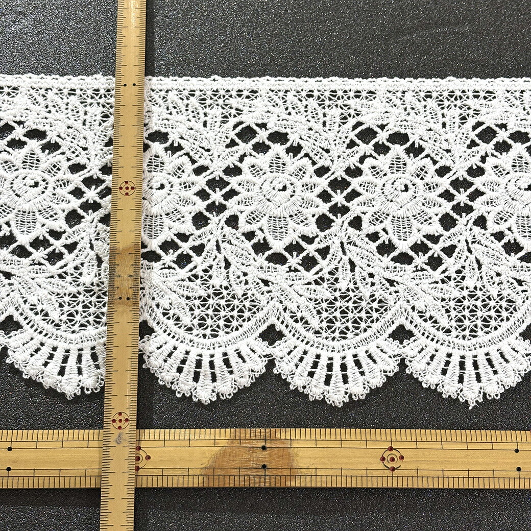 リボン【 ケミカルレース 150mm 】ケミカルレース レースリボン 花 波型 ウェーブ 刺繍リボン レース刺繍 刺繍テープ ハンドメイド資材 可愛い 手芸用テープ リボンテープ 洋裁 ハンドメイド 手芸用 パーツ 布雑貨 副