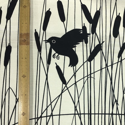 生地 【 グログランチャッピーバード 黒】 100cm 1m以上/50cm単位 グログランプリント生地 綿ポリ生地 鳥柄生地