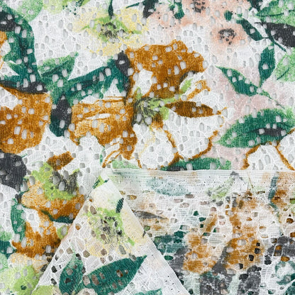 生地 【 ラッセルレース ライト 】 レース レース生地 ラッセルレース生地 刺繍 レース刺繍 花柄 植物柄 ボタニカル 伸縮性 ワンピーズ チュニック スカート カーテン テーブルクロス ブライダル ウェディング コスプレ
