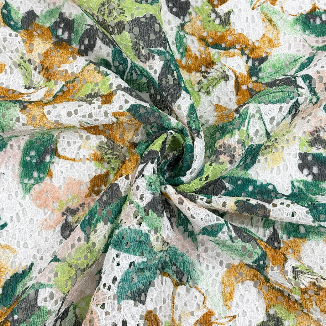 生地 【 ラッセルレース ライト 】 レース レース生地 ラッセルレース生地 刺繍 レース刺繍 花柄 植物柄 ボタニカル 伸縮性 ワンピーズ チュニック スカート カーテン テーブルクロス ブライダル ウェディング コスプレ