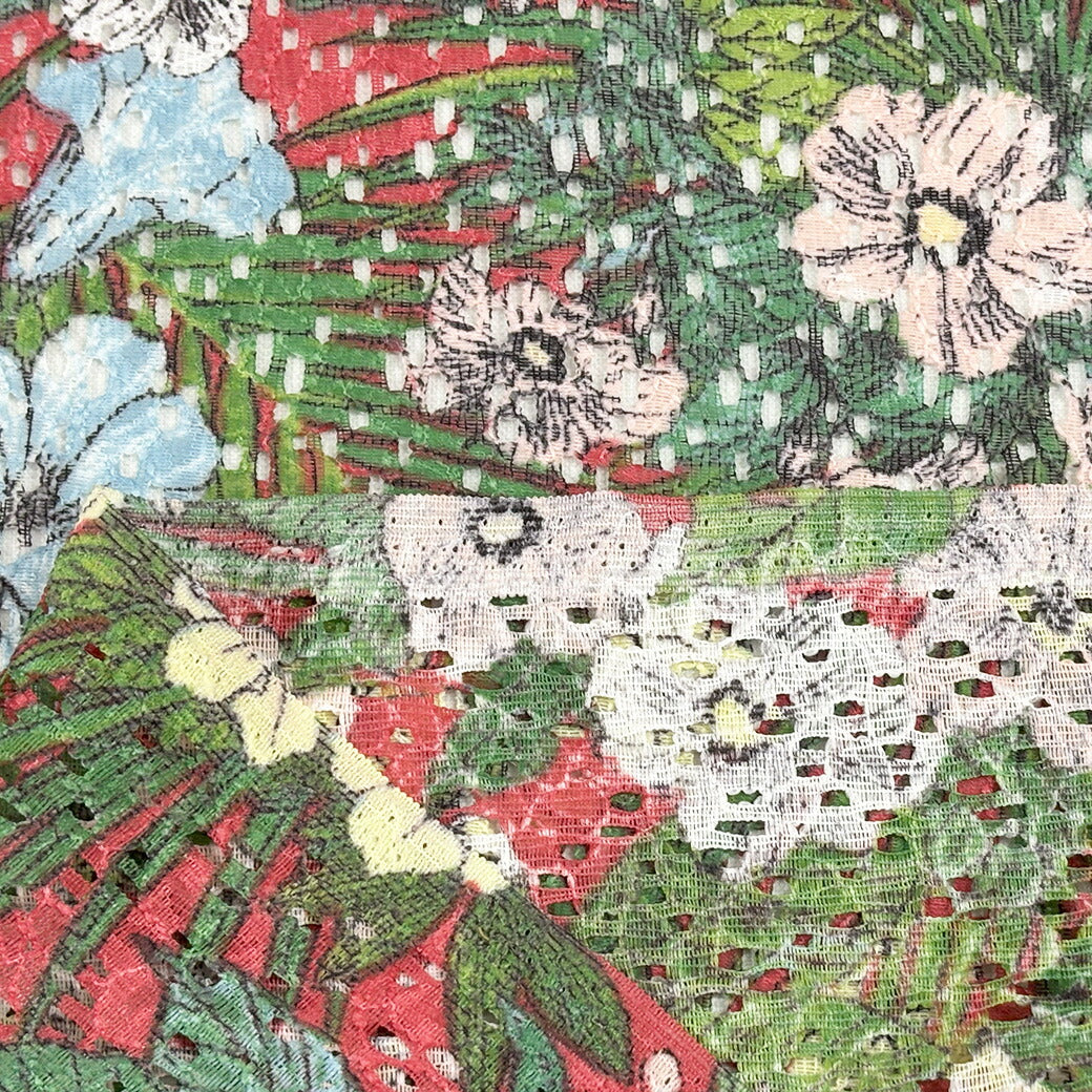 生地 【 ラッセルレース ダーク 】 レース レース生地 ラッセルレース生地 刺繍 レース刺繍 花柄 植物柄 ボタニカル 伸縮性 ワンピーズ チュニック スカート カーテン テーブルクロス ブライダル ウェディング コスプレ