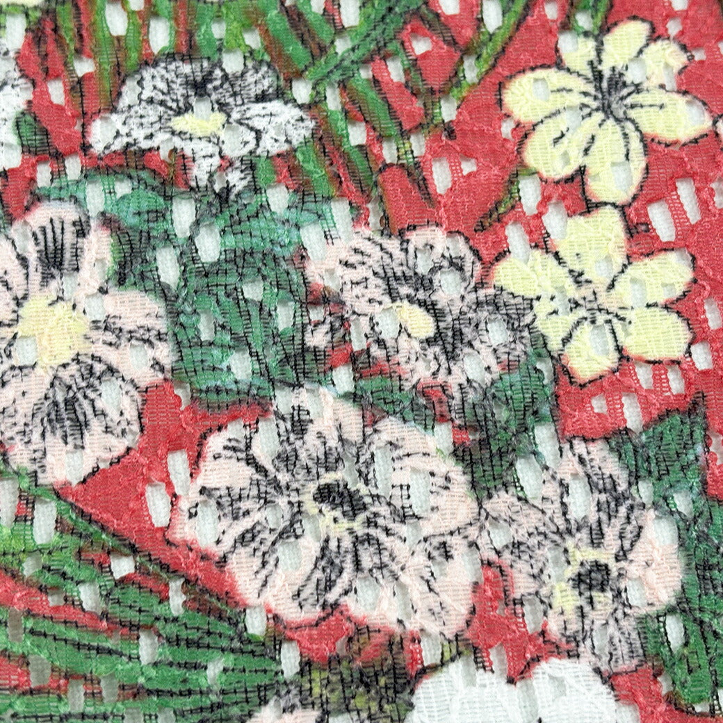 生地 【 ラッセルレース ダーク 】 レース レース生地 ラッセルレース生地 刺繍 レース刺繍 花柄 植物柄 ボタニカル 伸縮性 ワンピーズ チュニック スカート カーテン テーブルクロス ブライダル ウェディング コスプレ