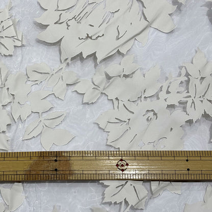 生地 【 花柄シアー オフ白 】 オーガンジー シアー生地 145cm巾 幅広 レース 透け感 花柄 大柄 ドレス ヴェール ウエディング ステージ衣装 衣装生地 コスプレ衣装 発表会 卒業制作 インテリア エレガント 光沢感