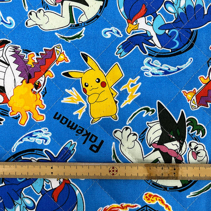 生地 【 ポケモン キルティングプリント ブルー 】 ピカチュウ 巾110cm 綿100％