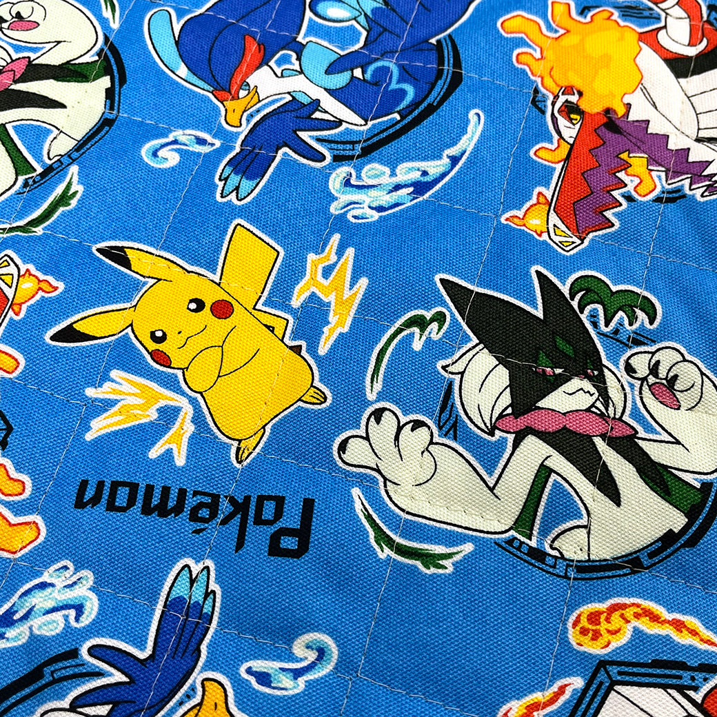 生地 【 ポケモン キルティングプリント ブルー 】 ピカチュウ 巾110cm 綿100％