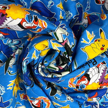 生地 【 ポケモン キルティングプリント ブルー 】 ピカチュウ 巾110cm 綿100％