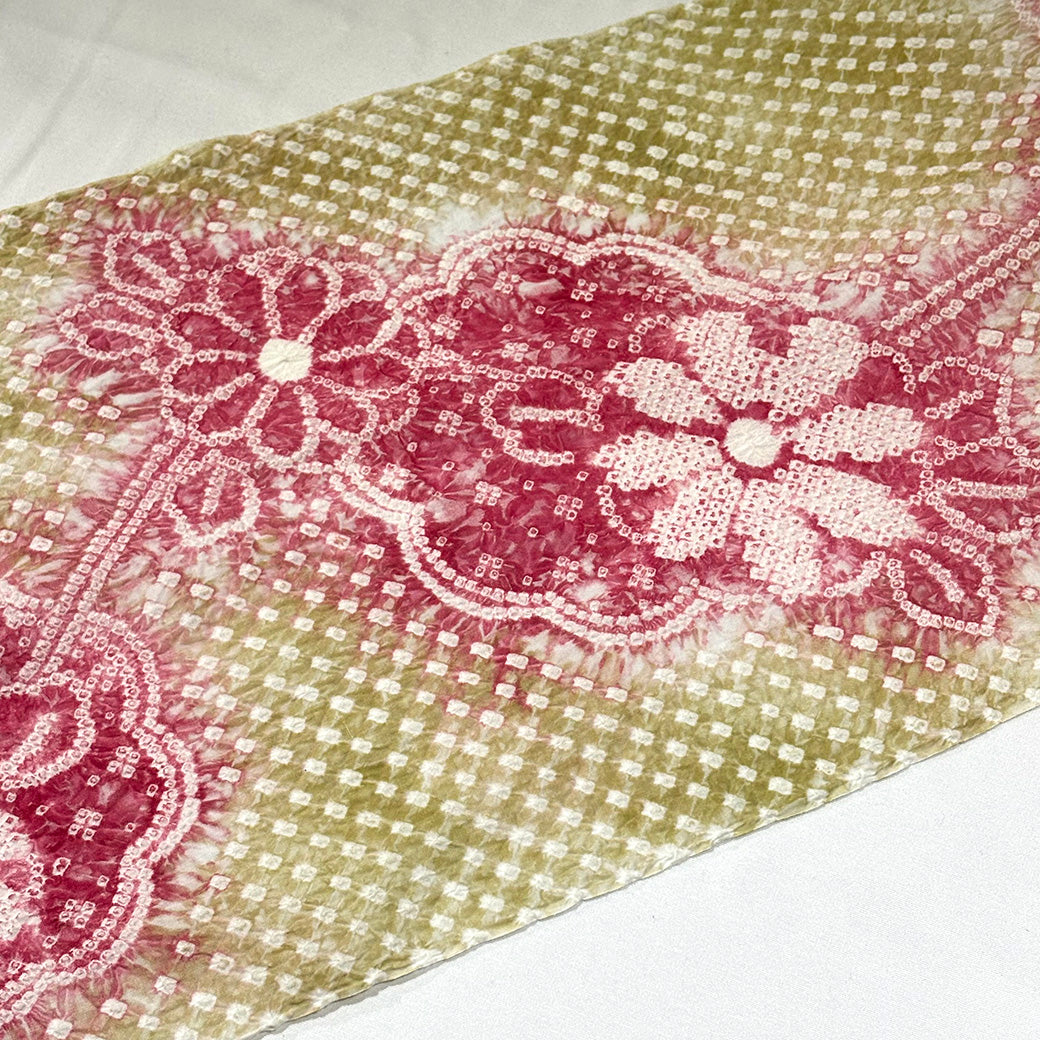 生地 【 有松絞り 花 黄土色 12.1m巻き 巾40cm 】 一反 巻き売り 有松