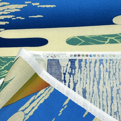 生地 【 和柄 霞富士 -KASUMIFUJI- 若草 】 和柄 浮世絵風 霞富士 赤富士 富士山 シーチング生地 綿生地 コットン 綿100％ 日本柄 縁起物 大柄 壁掛け 布地 暖簾 のれん ファブリックパネル インテリア