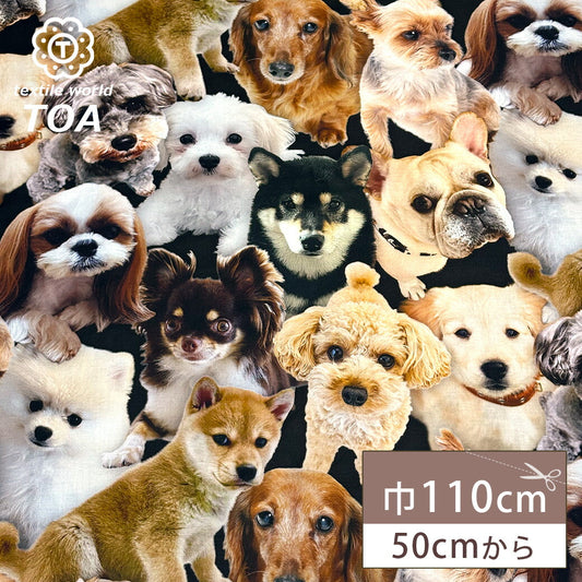 生地 【 インクジェットプリント 犬 】 シーチング シーチング生地 インクジェットプリント デジタルプリント イヌ リアルドッグ 写真 綿100％ コットン バッグ ポーチ クッションカバー 風呂敷 タペストリー ディスプレ