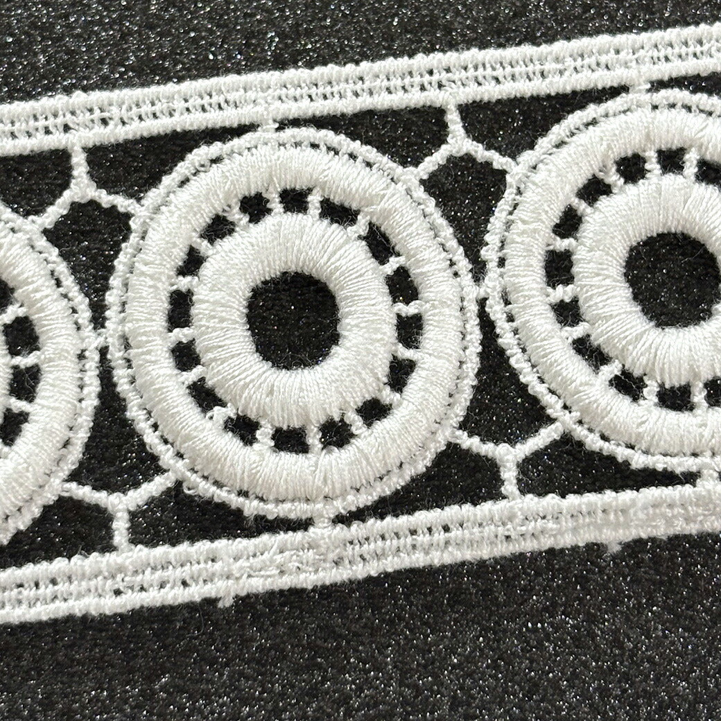 リボン【 モチーフレース F 白 】レースリボン 刺繍リボン サークル 刺繍 レース刺繍 刺繍テープ ハンドメイド資材 可愛い 手芸用テープ リボンテープ 洋裁 ハンドメイド 手芸用 パーツ 布雑貨 副材 手芸副材 フリル カ