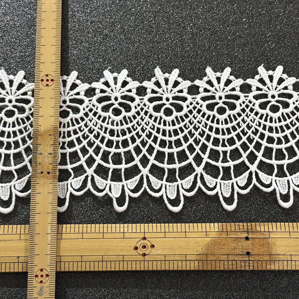 リボン【 モチーフレース G 白 】レースリボン 刺繍リボン 刺繍 レース