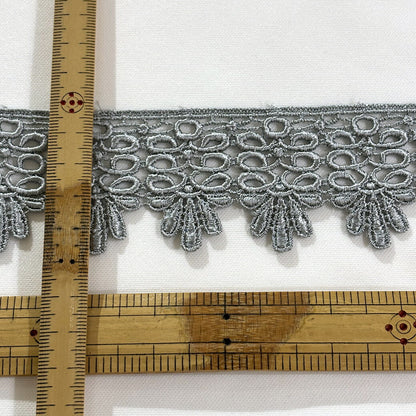 リボン【 モチーフレース H グレー 】レースリボン 刺繍リボン 刺繍 レース刺繍 刺繍テープ ハンドメイド資材 可愛い 手芸用テープ リボンテープ 洋裁 ハンドメイド 手芸用 パーツ 布雑貨 副材 手芸副材 フリル カントリ