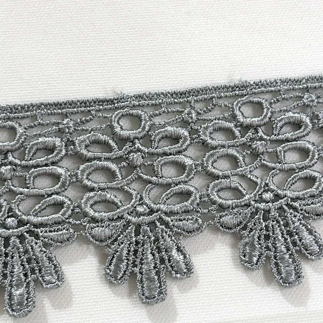 リボン【 モチーフレース H グレー 】レースリボン 刺繍リボン 刺繍 レース刺繍 刺繍テープ ハンドメイド資材 可愛い 手芸用テープ リボンテープ 洋裁 ハンドメイド 手芸用 パーツ 布雑貨 副材 手芸副材 フリル カントリ