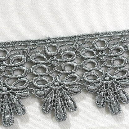 リボン【 モチーフレース H グレー 】レースリボン 刺繍リボン 刺繍 レース刺繍 刺繍テープ ハンドメイド資材 可愛い 手芸用テープ リボンテープ 洋裁 ハンドメイド 手芸用 パーツ 布雑貨 副材 手芸副材 フリル カントリ