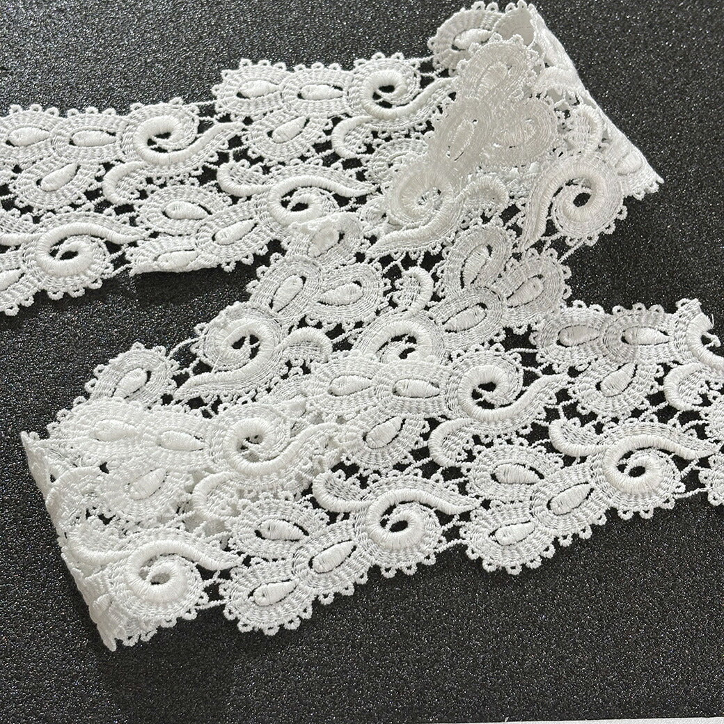 リボン【 モチーフレース J 白 】レースリボン 刺繍リボン 刺繍 レース