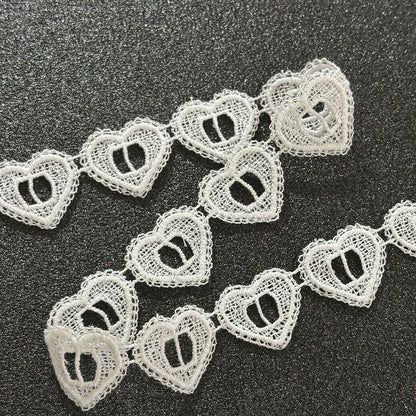 リボン【 モチーフレース K 白 】レースリボン 刺繍リボン ハート 刺繍 レース刺繍 刺繍テープ ハンドメイド資材 可愛い 手芸用テープ リボンテープ 洋裁 ハンドメイド 手芸用 パーツ 布雑貨 副材 手芸副材 フリル カン