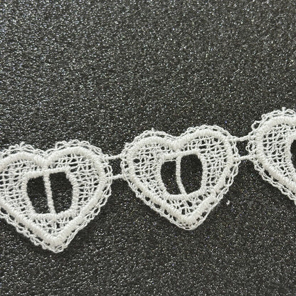 リボン【 モチーフレース K 白 】レースリボン 刺繍リボン ハート 刺繍 レース刺繍 刺繍テープ ハンドメイド資材 可愛い 手芸用テープ リボンテープ 洋裁 ハンドメイド 手芸用 パーツ 布雑貨 副材 手芸副材 フリル カン