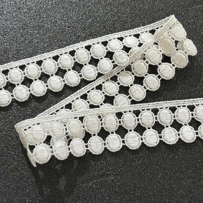 リボン【 モチーフレース P 白 】レースリボン 刺繍リボン ボンボン 玉  刺繍 レース刺繍 刺繍テープ ハンドメイド資材 可愛い 手芸用テープ リボンテープ 洋裁 ハンドメイド 手芸用 パーツ 布雑貨 副材 手芸副材 フリ