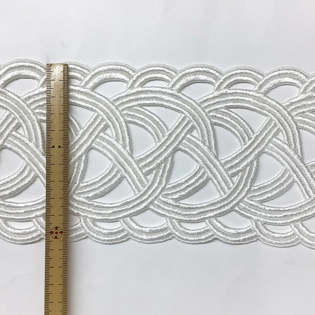 リボン【 モチーフレース Q 白 】 レースリボン 刺繍リボン