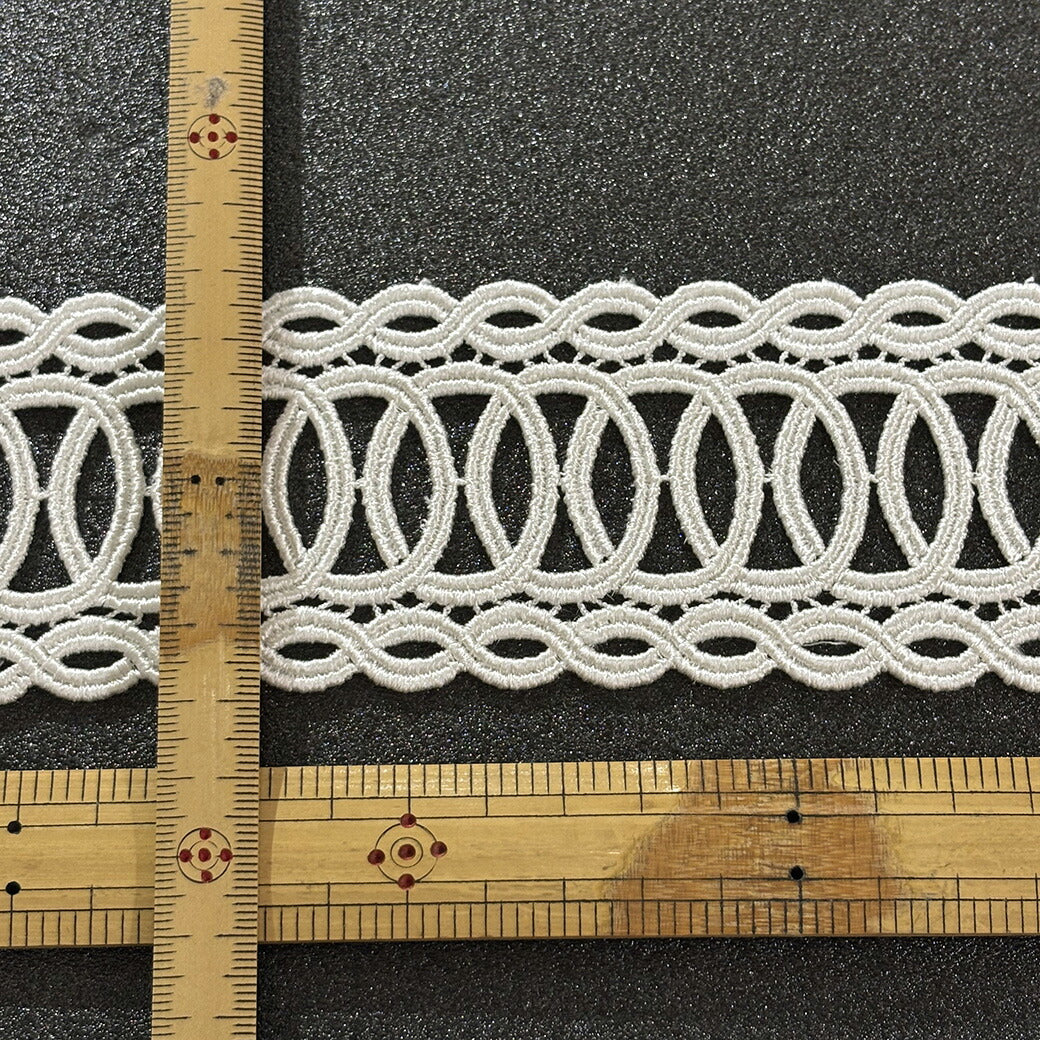 リボン【 モチーフレース X 白 】レースリボン 刺繍リボン サークル