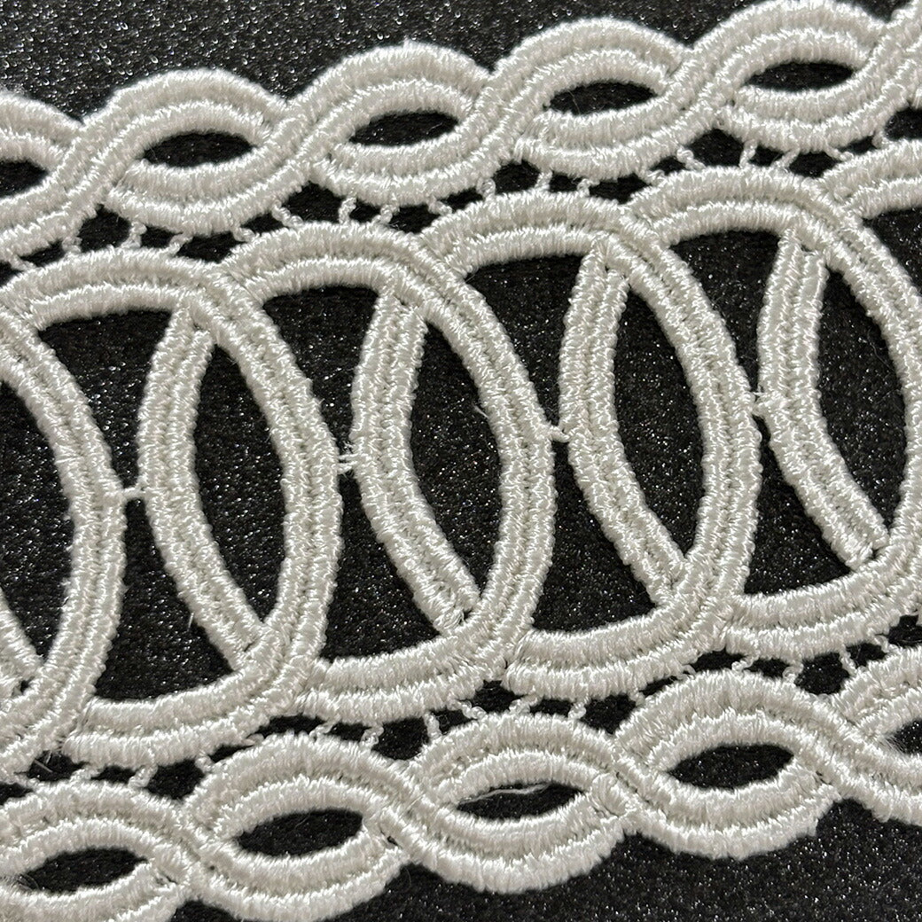 リボン【 モチーフレース X 白 】レースリボン 刺繍リボン サークル