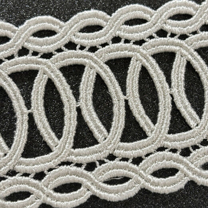 リボン【 モチーフレース X 白 】レースリボン 刺繍リボン サークル 刺繍 レース刺繍 刺繍テープ ハンドメイド資材 可愛い 手芸用テープ リボンテープ 洋裁 ハンドメイド 手芸用 パーツ 布雑貨 副材 手芸副材 フリル カ