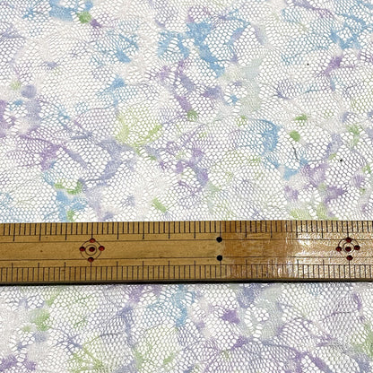 生地 【 ラッセルレース 多色プリント パープルベース 】 レース レース生地 刺繍レース 108cm巾 ポリエステル ラッセル編 花柄 フラワー ウエディング インテリア ドレス ブラウス スカート カーテン テーブルクロス 手芸 ハンドメイド Textile World TOA