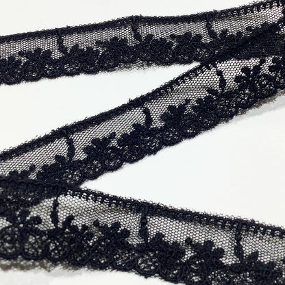 リボン【 レース M02 】 レースリボン 刺繍リボン 花柄 花柄刺繍 黒 ブラック フラワー レース レース刺繍 刺繍テープ ハンドメイド資材 可愛い 手芸用テープ リボンテープ 洋裁 ハンドメイド 手芸用 パーツ