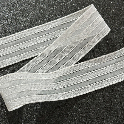 リボン【 レース M03 オフ白 】レースリボン 刺繍リボン ボーダー 縞々 レース刺繍 刺繍テープ ハンドメイド資材 可愛い 手芸用テープ リボンテープ 洋裁 ハンドメイド 手芸用 パーツ 布雑貨 副材 手芸副材 フ