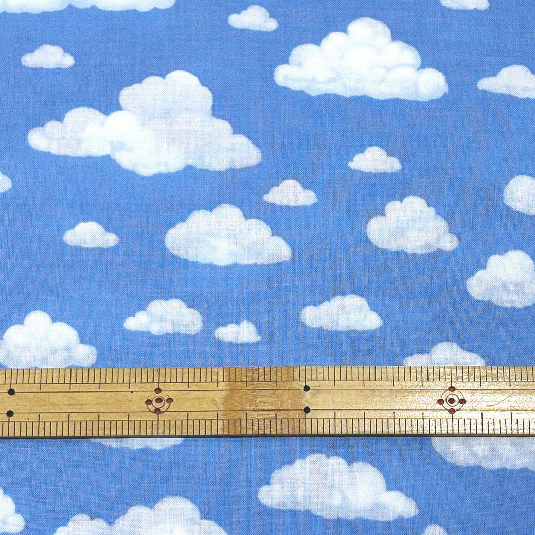 生地 【 雲柄 sky fabric ソライロ 】くも柄 雲 雲柄 空柄 水色 108cm巾 コットン 綿100％ 薄手 入園 入学 新学期準備 幼稚園 レッスンバッグ 習い事バッグ 巾着 巾着袋 給食袋 ハンドメイド 手芸