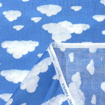 生地 【 雲柄 sky fabric ソライロ 】くも柄 雲 雲柄 空柄 水色 108cm巾 コットン 綿100％ 薄手 入園 入学 新学期準備 幼稚園 レッスンバッグ 習い事バッグ 巾着 巾着袋 給食袋 ハンドメイド 手芸
