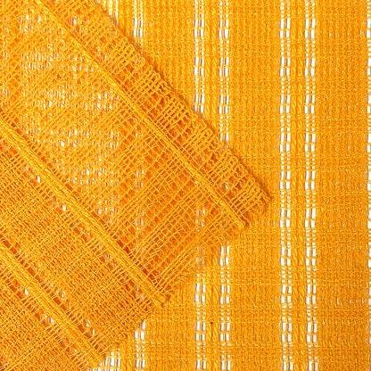 生地 【 ストライプレース オレンジ 】 レース レース生地 刺繍レース 100cm巾 ポリエステル