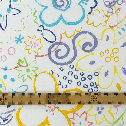 生地 【 POPプリント 白 】 シーチング生地 プリント生地 120cm巾 手描き風 お絵描き らくがき 綿100％