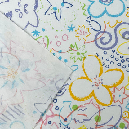 生地 【 POPプリント 白 】 シーチング生地 プリント生地 120cm巾 手描き風 お絵描き らくがき 綿100％