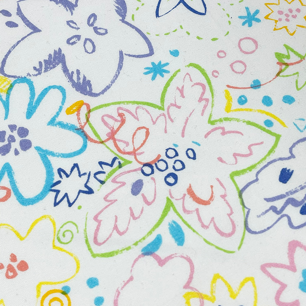 生地 【 POPプリント 白 】 シーチング生地 プリント生地 120cm巾 手描き風 お絵描き らくがき 綿100％