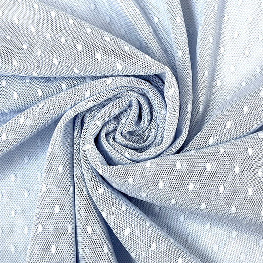 生地 【 ドットチュール スカイ】 チュール生地 メッシュチュール 112cm巾 ドット柄 水玉模様