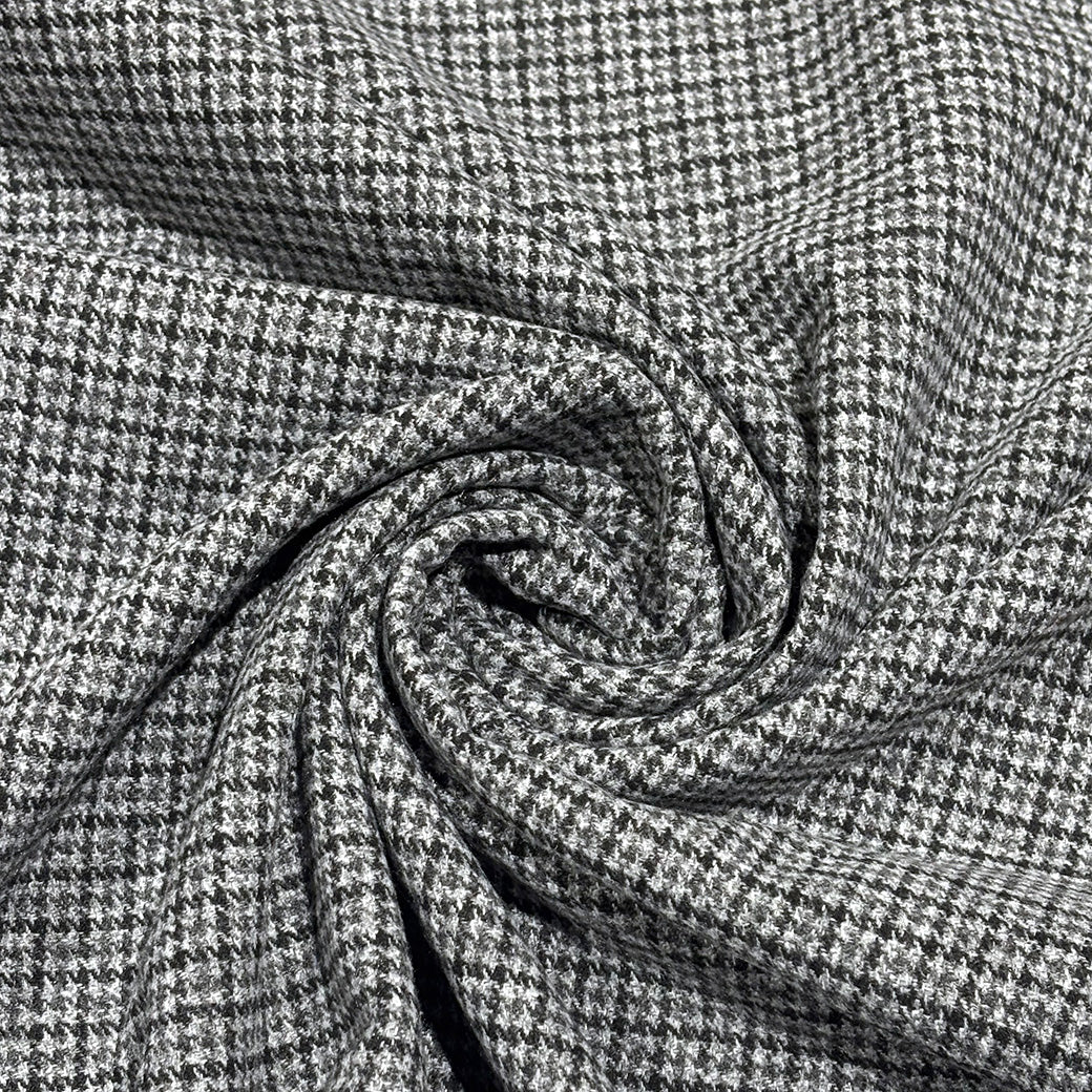 生地 【 千鳥格子 グレー 】 ウール生地 140cm巾 幅広 ウール混 厚手