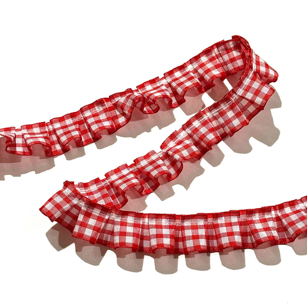 チェック柄フリルリボン