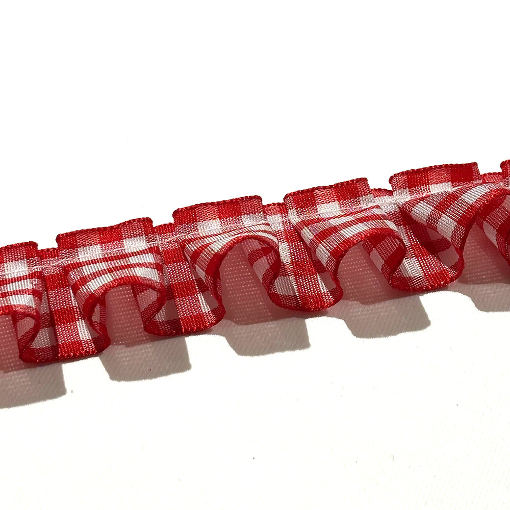 チェック柄フリルリボン