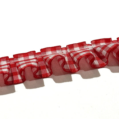 チェック柄フリルリボン