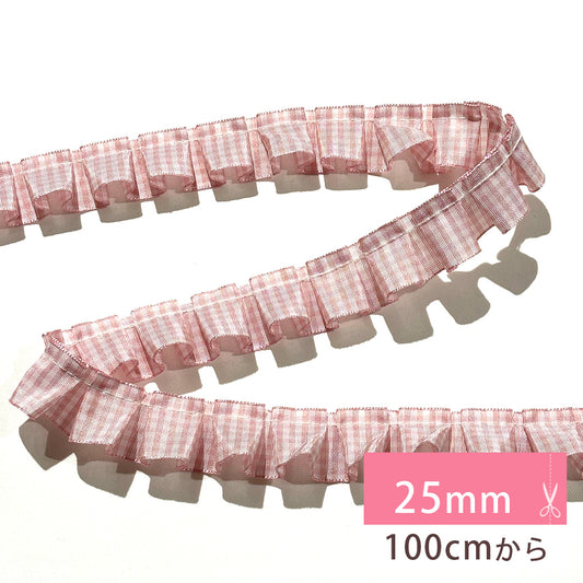 チェック柄フリルリボン