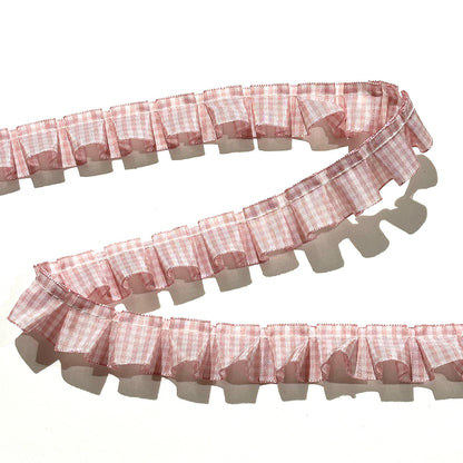チェック柄フリルリボン