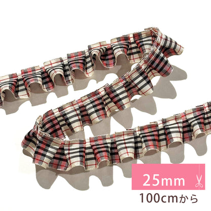 チェック柄フリルリボン