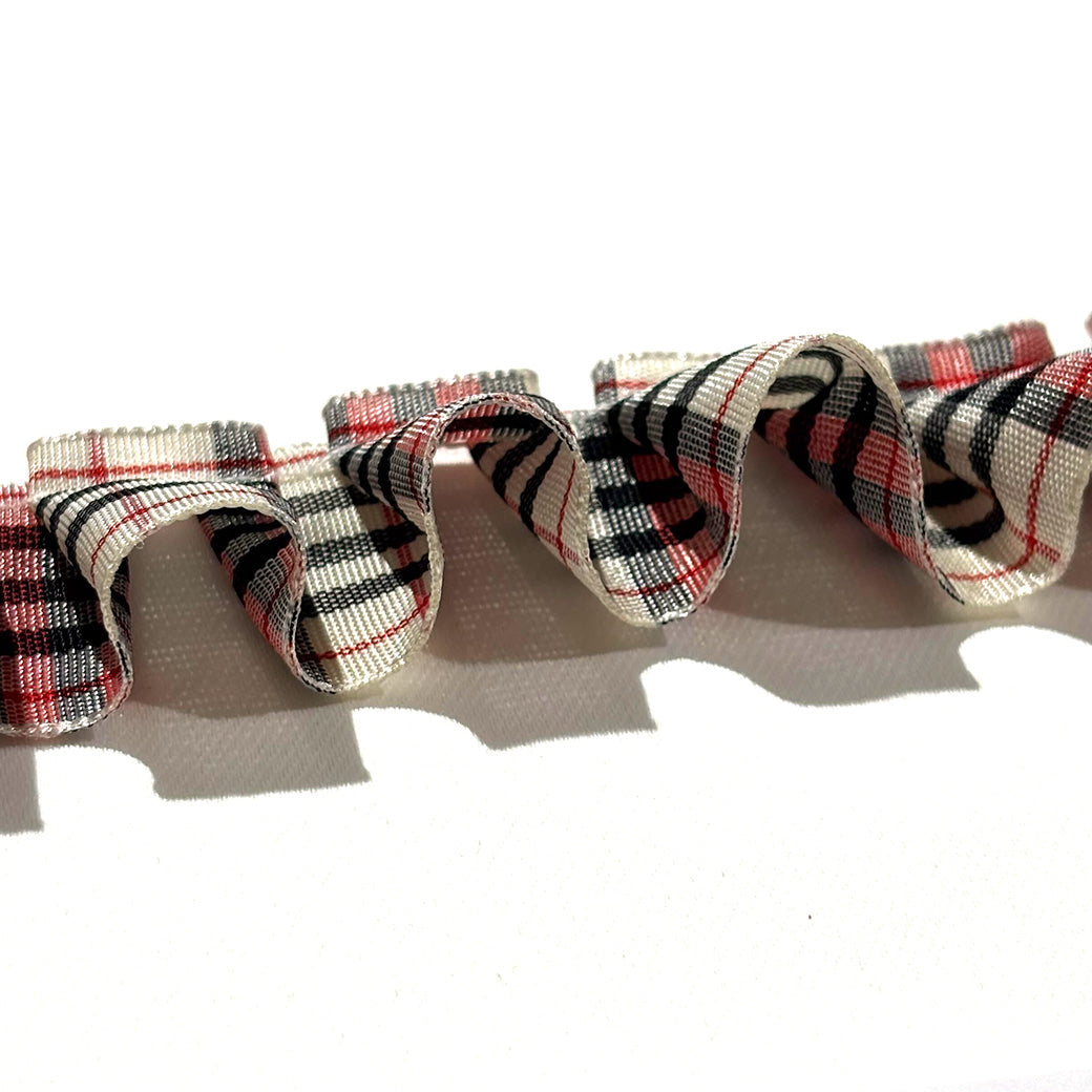 チェック柄フリルリボン