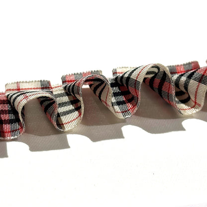 チェック柄フリルリボン