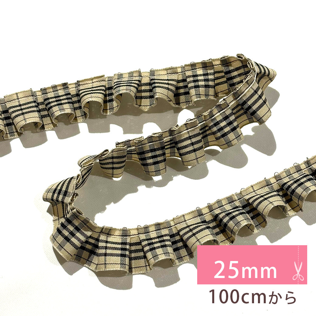 チェック柄フリルリボン