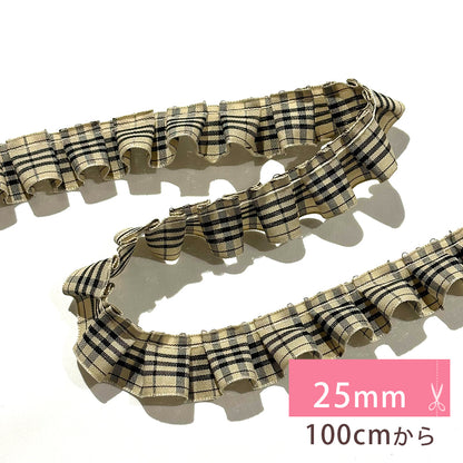 チェック柄フリルリボン