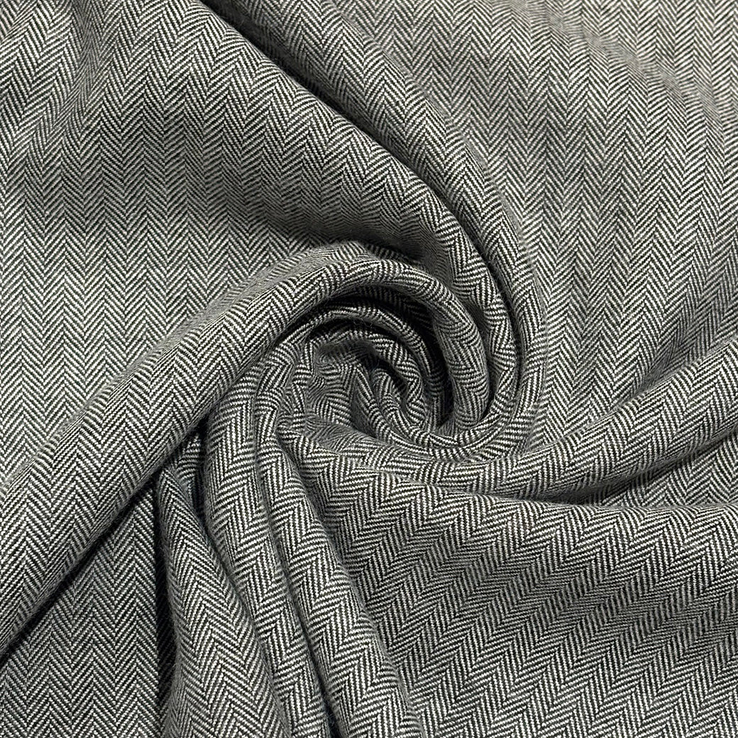 生地 【 へリンボンツイード グレー 】 ツイード生地 142cm巾 幅広 ウール混