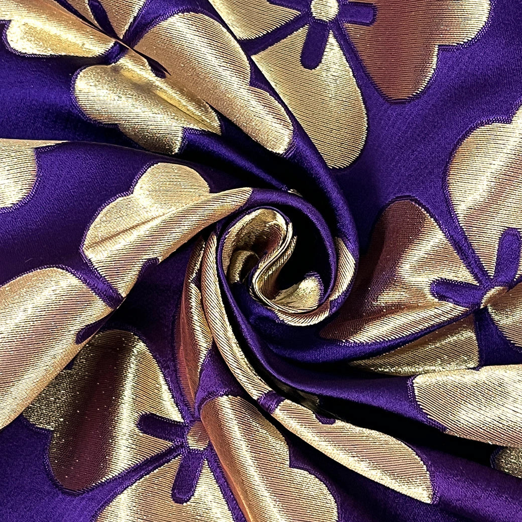 生地 【 金襴 紫金 】 約70cm巾 金襴生地 和柄生地 和風生地 伝統織物 インテリア和風素材