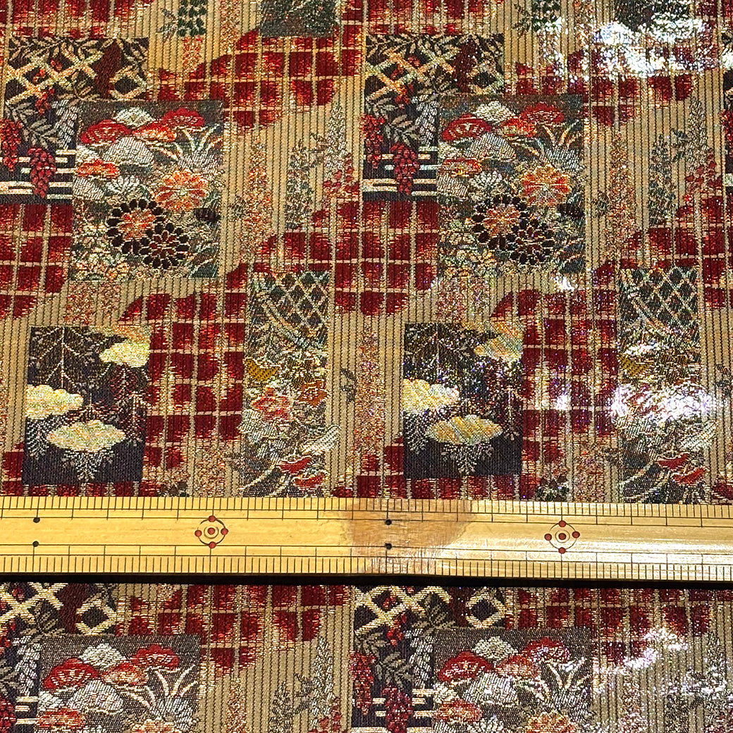 生地 【 金襴 ラミネ ベージュエンジ 】 金襴生地 和柄生地 表面加工